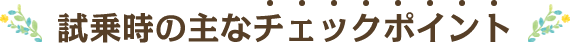 試乗時の主なチェックポイント